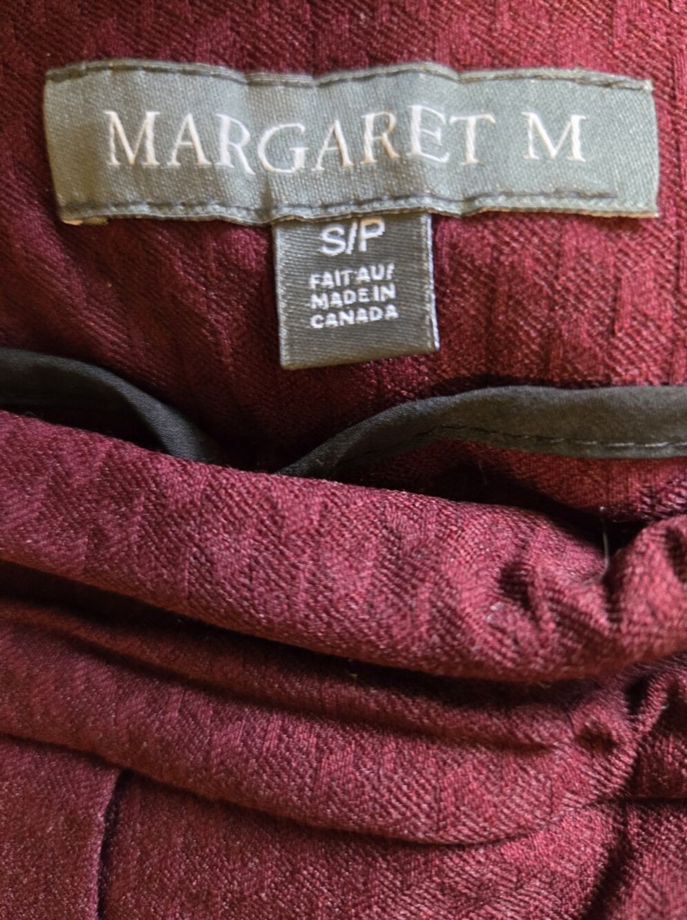 Margaret M Wine-Red Textured Straight Leg Pull On Pants